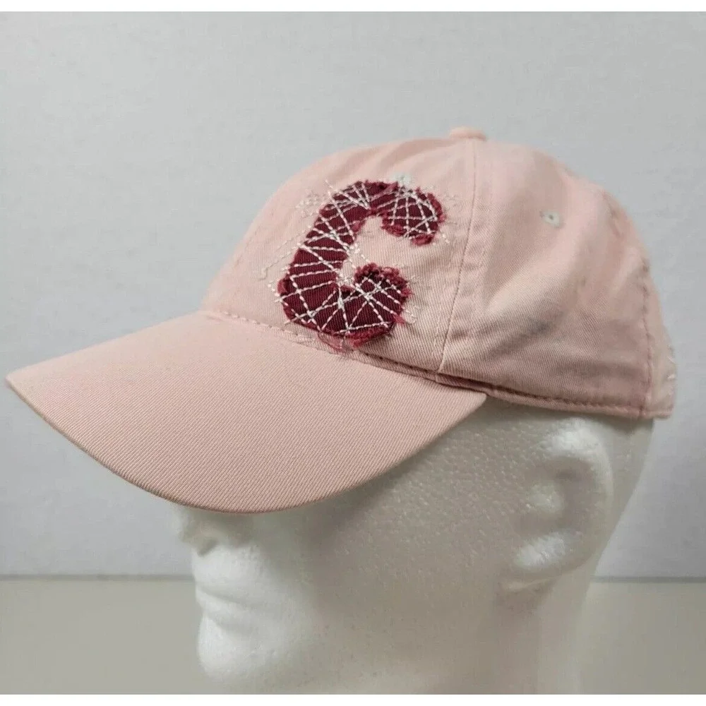 Cabela's Youth Hat‎ One Size Embroidered Logo Pink Red Adjustable Hook & Loop